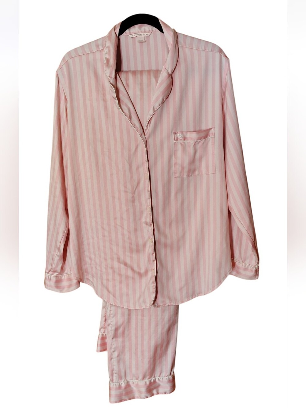Victoria's Secret Pink Stripe Satin Pajama Set